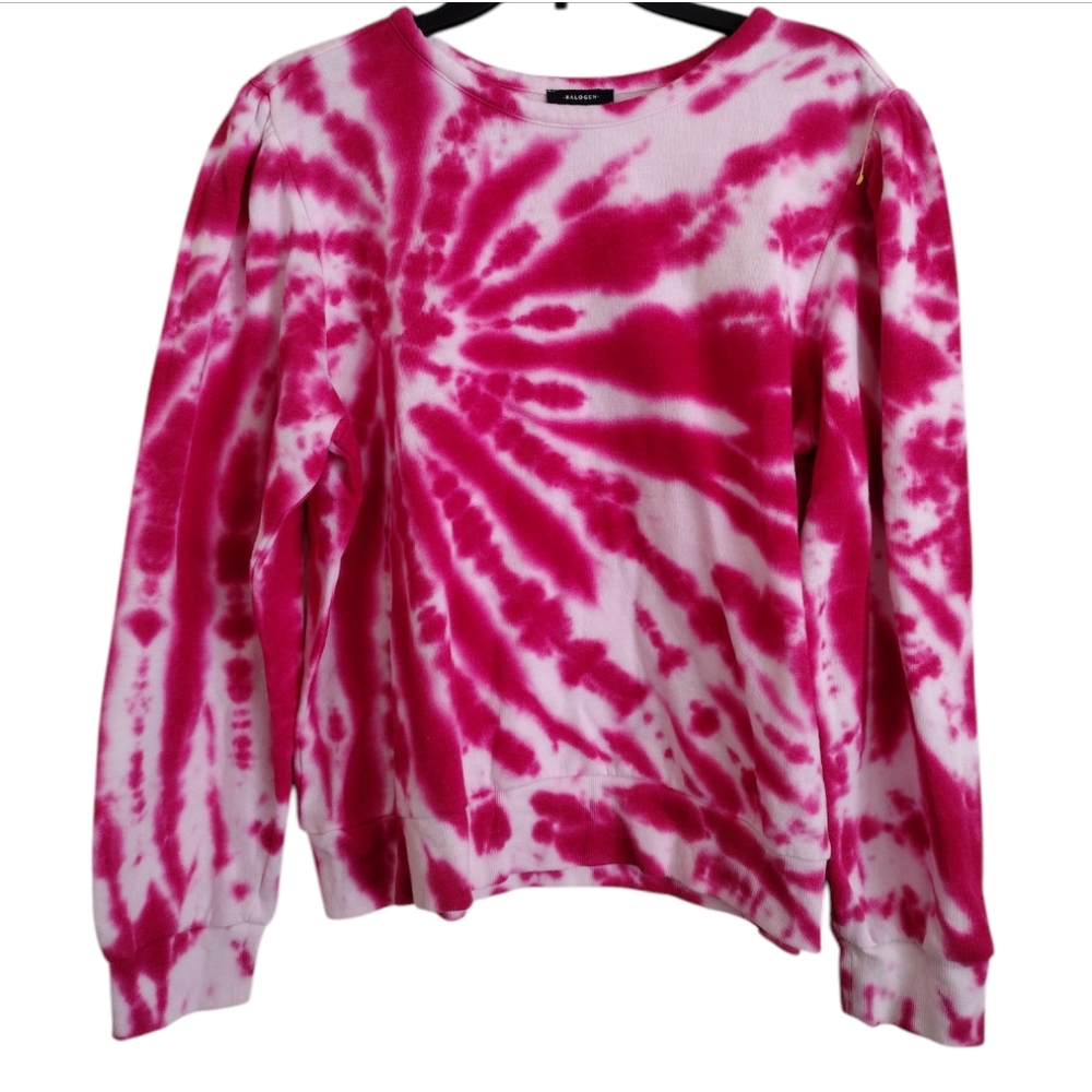 Halogen Bright Pink Tie-Dye Puff Sleeve Sweatshirt Size 1 (1X)